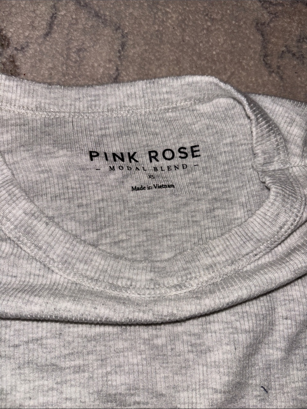 PINK ROSE Light Gray Ribbed Crew Tee - Picture 2 of 2